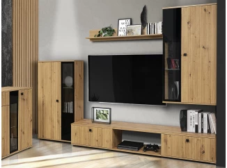 Obývacia stena Salsa, dub artisan/lamelový efekt