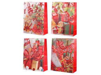 Vianočná darčeková taška (4 druhy) veľkosť XL, červená