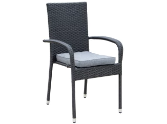 Záhradná stolička Alford, čierna, s podsedákom