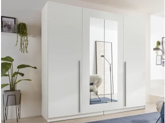 Šatníková skriňa so zrkadlom Cano, 228 cm, biela