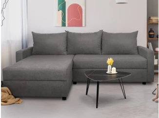 Univerzálna rohová sedacia súprava Brest, stredne šedá látka