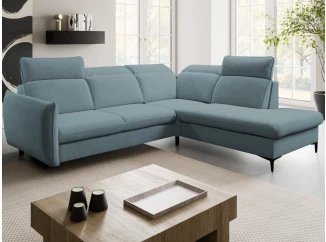 Rohová sedacia súprava Glow, svetlo modrá látka, pravý roh