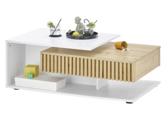 Konferenčný stolík so šuplíkom Alida, biely/dub artisan