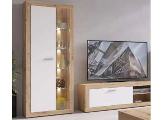 Vitrína Brilon, 78 cm, dub artisan/biela