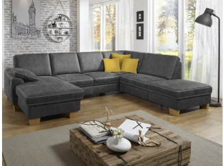 Sedacia súprava Stick, tvar U, tmavo šedá látka, bez funkcí