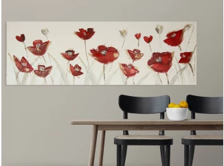 Ručne maľovaný obraz Vlčie maky 120x40 cm, 3D štruktúra