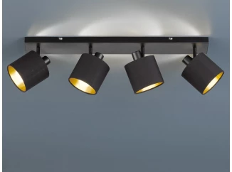 Stropné osvetlenie Tommy, 4 svietidlá, čierna/zlatá