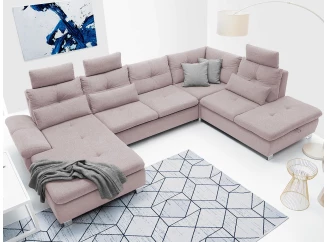 Sedacia súprava Madeira 3A, svetlo ružová látka, tvar pravé U