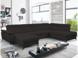 Sedacia súprava Braga 3A,  tmavo šedá látka, tvar ľavé U