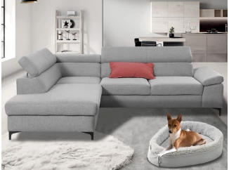 Rohová sedacia súprava Lonigo, svetle šedá látka, ľavý roh