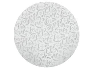 Vianočný okrúhly obrus Perie a šišky 140 cm, strieborný