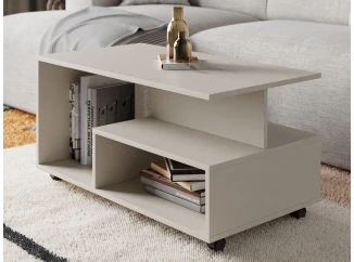 Konferenčný stolík na kolieskach Astor, béžová kašmír