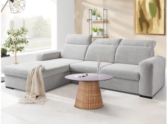 Rohová sedačka Dover, šedo-béžová štruktúrovaná látka, ľavý roh