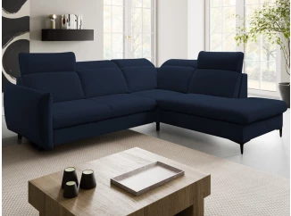 Rohová sedacia súprava Glow, námornícka modrá látka, pravý roh