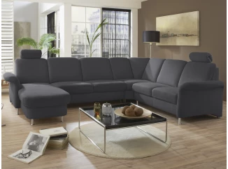 Sedacia súprava Joker, tvar U, šedá látka, s funkciami