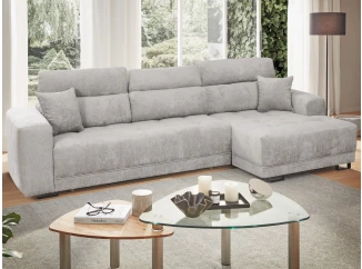 Rohová sedačka s nastaviteľnou hĺbkou sedu Grazia, svetlo šedá látka