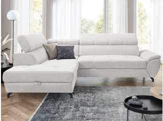 Rohová sedacia súprava Mario, svetlo šedá látka, ľavý roh