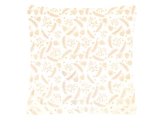 Vianočná obliečka na vankúš Perie a šišky 45x45 cm, zlatý