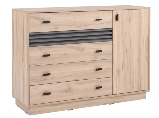Komoda so šuplíkmi Almo, 135 cm, dub estana/antracit
