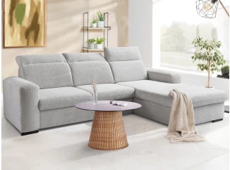 Rohová sedačka Dover, šedo-béžová štruktúrovaná látka, pravý roh