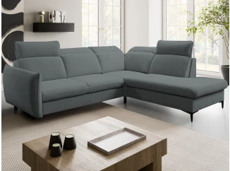 Rohová sedacia súprava Glow, stredne šedá látka, pravý roh