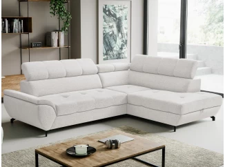 Rohová sedacia súprava Mario, svetlo šedá látka, pravý roh