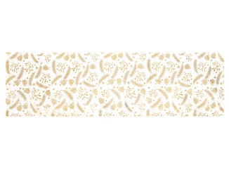 Vianočný behúň na stôl Perie a šišky 150x40 cm, zlatý