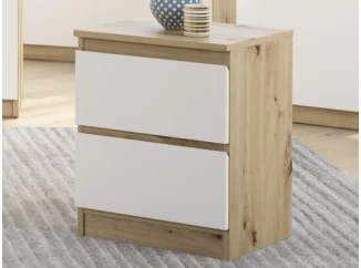 Skrinka/nočný stolík Carlos 40 cm, dub artisan/biela, 2 zásuvky
