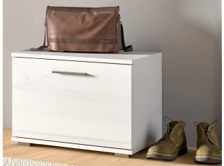 Predsieňová lavica na topánky Prego, biely lesk