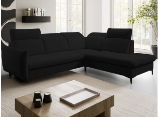 Rohová sedacia súprava Glow, čierna látka, pravý roh