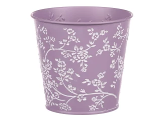 Obal na kvetináč fialový s bielymi ružami, 15,7 cm