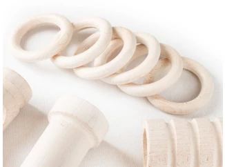 Krúžky s háčikmi (10 ks) Rullo 28 mm, biele drevo