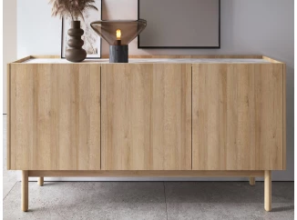 Vysoká komoda Boho, dub riviéra/biely mramor