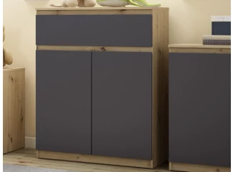 Skrinka so šuplíkom Carlos, dub artisan/grafit, 80 cm