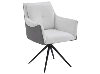 Jedálenská stolička Malibu, šedá ekokoža/krémová štruktúrovaná látka