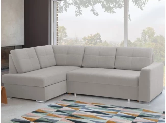 Rohová sedacia súprava Stilo, stredně šedá látka, ľavý roh