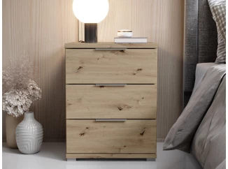 Nočný stolík s 3 zásuvkami Smilla, výška 61 cm, dub artisan