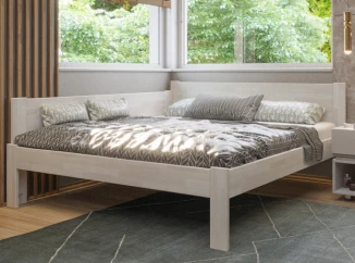 Rohová posteľ so  zástenou vľavo Fava L 180x200 cm, bieleny buk