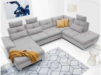 Sedacia súprava Madeira 3A, svetlo šedá látka, tvar pravé U