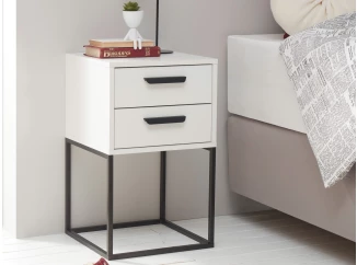 Nočný stolík s 2 zásuvkami Suna, biely
