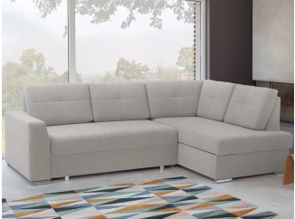 Rohová sedacia súprava Stilo, stredne šedá látka, pravý roh