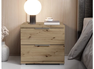 Nočný stolík s 2 zásuvkami Smilla, výška 43 cm, dub artisan