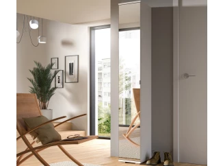 Úzka skriňa so zrkadlom Prego, 30 cm, biela