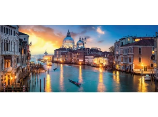 Panoramatický obraz na plátne Benátky večer, 140x60 cm