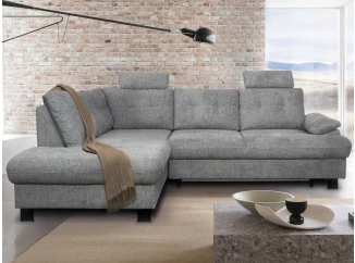 Rohová sedačka Roxy, holubia šedá látka, ľavý roh