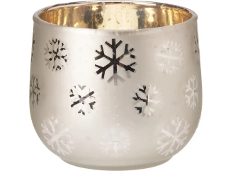Vianočný svietnik Vločky 10 cm, zlatý