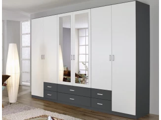 Šatníková skriňa Gamma, tmavo šedá/biela