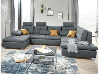 Sedacia súprava Madeira 3A, dymovo šedá látka, tvar pravé U