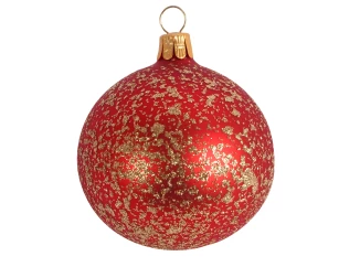Vianočná ozdoba sklenená guľa 6 cm, červená s kryštálikmi