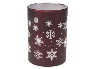 Vianočné dekorácie svietnik s LED svetlom, bordó